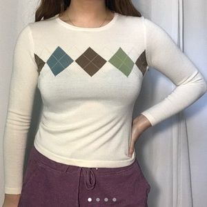 ann taylor long sleeve argyle swearer